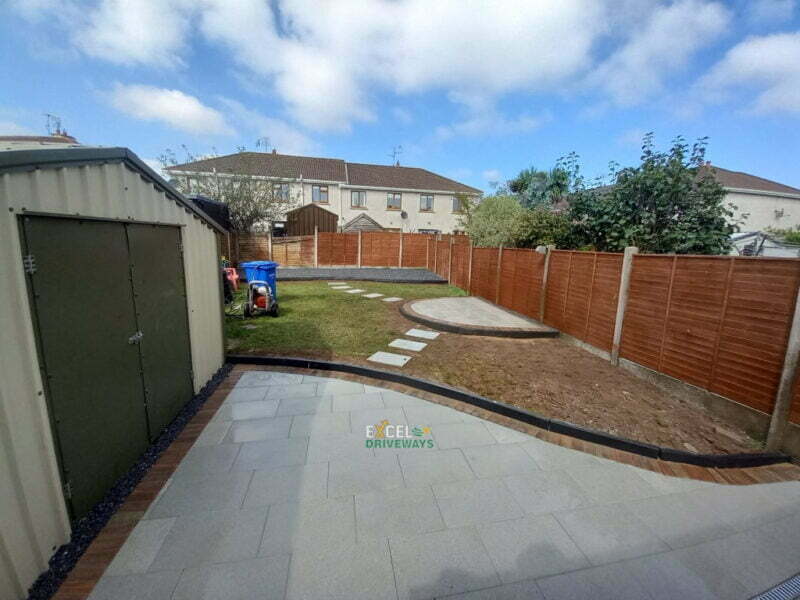 Silver Granite Patio with Rustic Border and Raised Flower-Beds in Carrigaline, Co. Cork