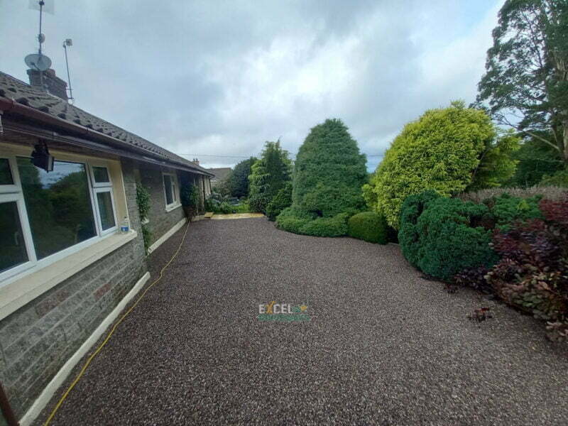 Tar and Chip Driveway with Gold Granite Paved Patio and Pathway in Cork City