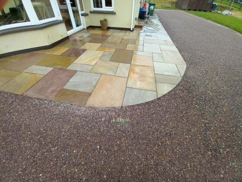 Tar and Chip Driveway with Indian Sandstone Pathways and Patio in Minane Bridge, Co. Cork