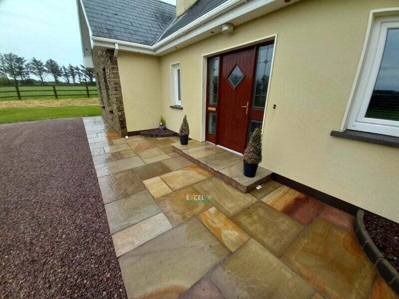 Tar and Chip Driveway with Indian Sandstone Pathways and Patio in Minane Bridge, Co. Cork