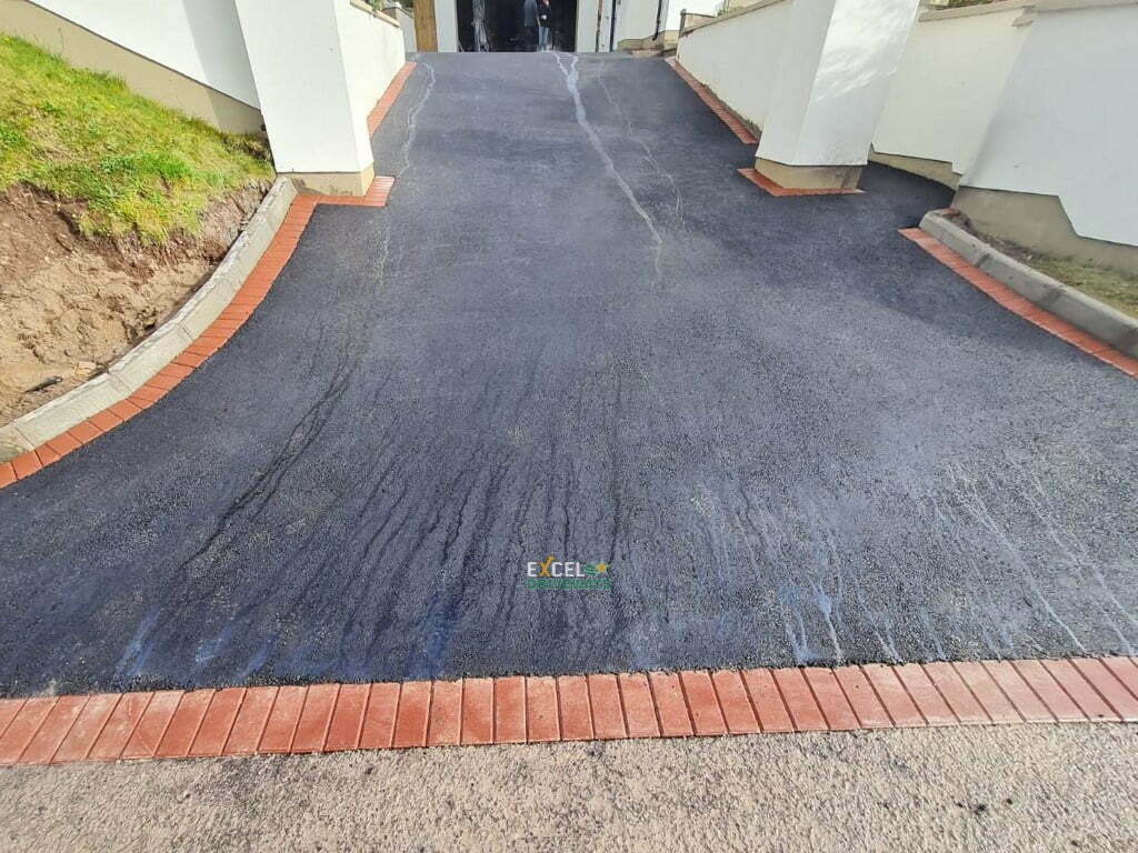 Tarmac Driveway with Red Roadstone Paved Border in Cobh Co. Cork 9