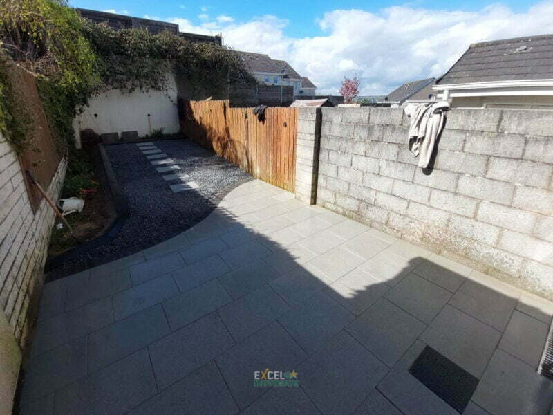 Patio with Silver Granite Slabs and Limestone Gravel in Passage West, Co. Cork