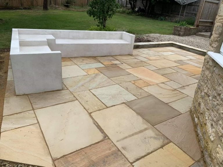 Indian Sandstone Patio with Concrete Seating Area in Cork City Excel