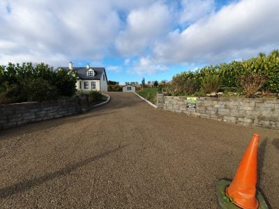 Gold Chip with tar on a driveway near Bantry, West Cork